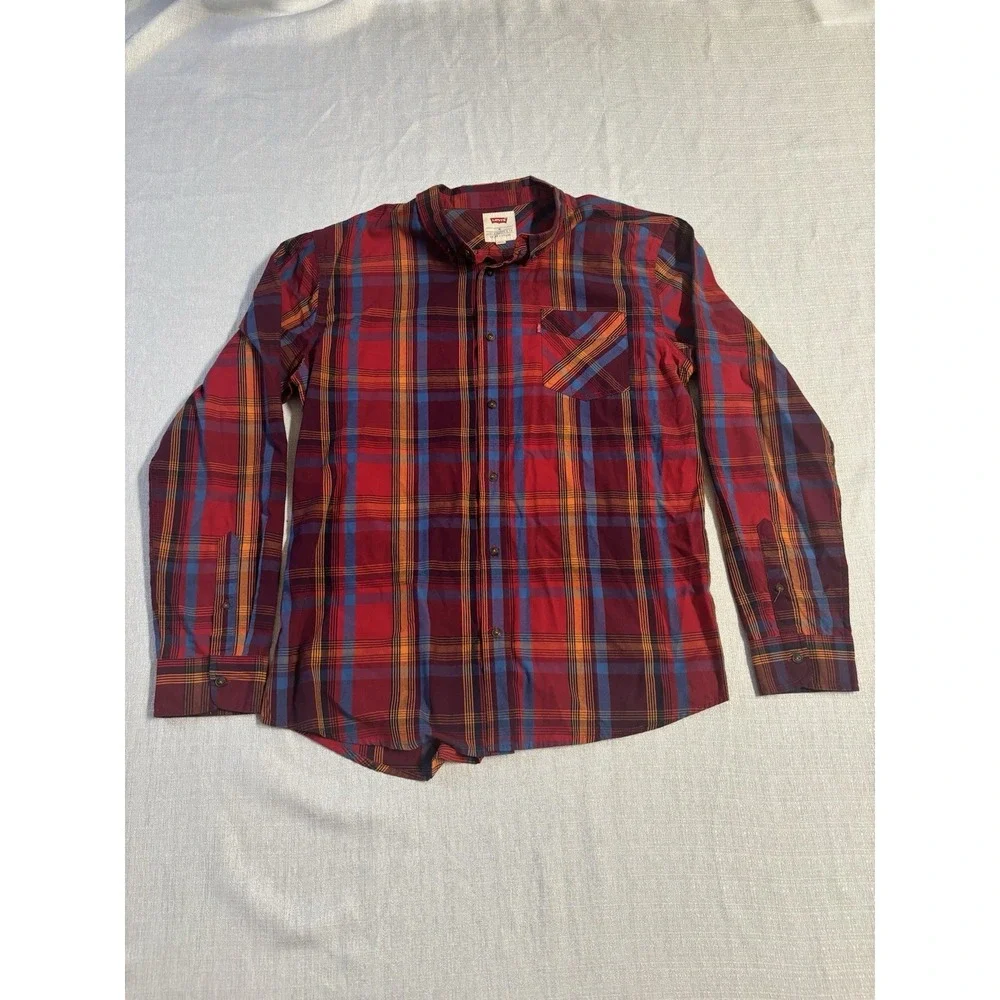 Levi's Men's Plaid Button-Up Shirt - Red/Blue/Orange‎ Size XL